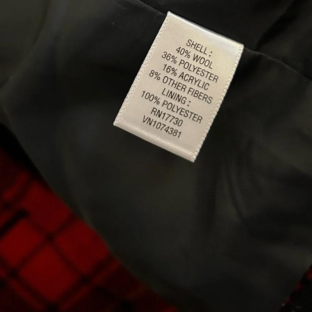 Merona Double-Breasted Red Pea Coat EUC - Picture 4 of 6